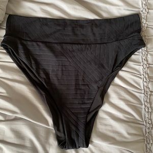 high cut cheeky black bikini bottom